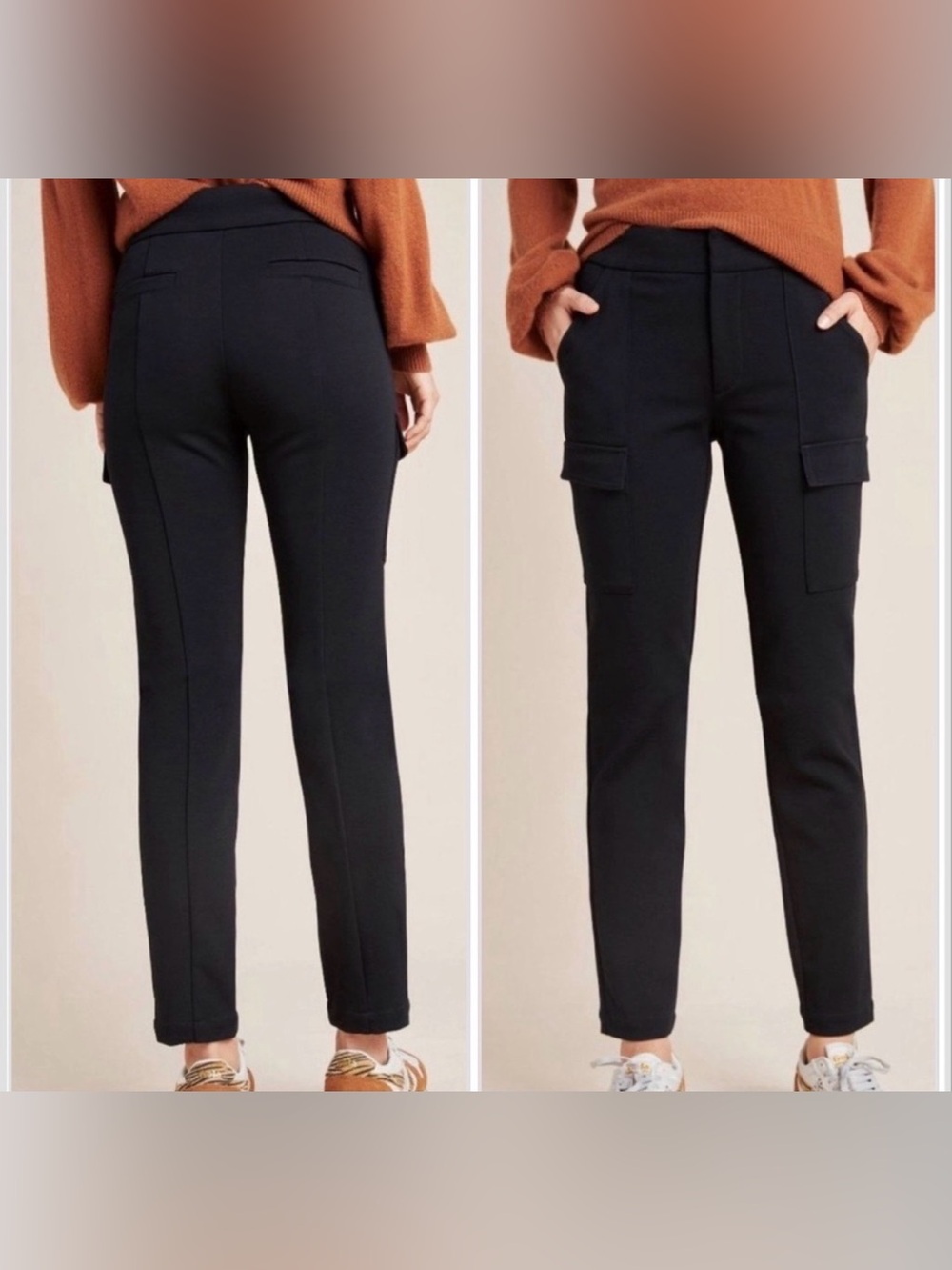 Anthropologie The Essential Slim Leg Cargo Pant Black Noir Size 0